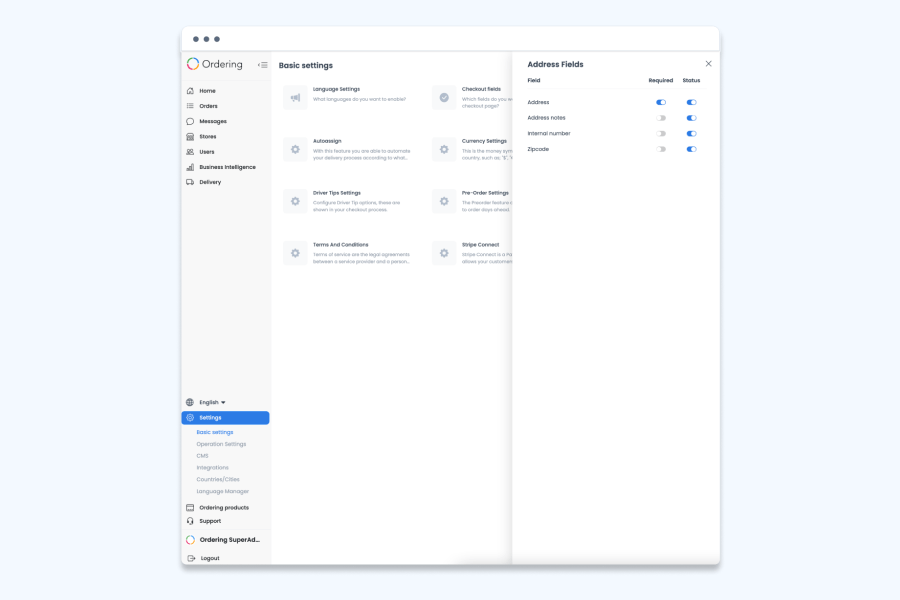 Ordering Co Feature Address Fields